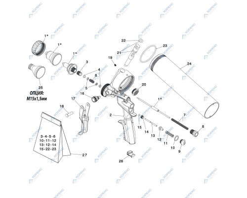 Пистолет пневматический для нанесения распыляемых однокомпонентных герметиков F1/SAM MY2020 11/A — купить с доставкой и гарантией качества