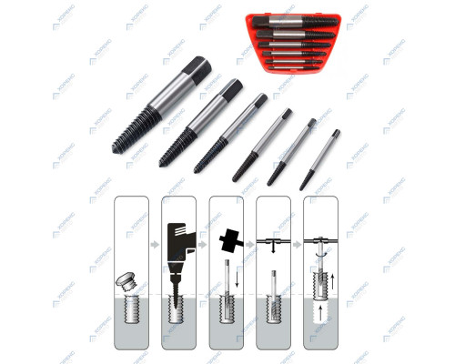 Набор экстракторов для поврежденных болтов 6 предметов (3-25 мм) Хорекс Авто HZ 24.1.062S — купить с доставкой и гарантией качества
